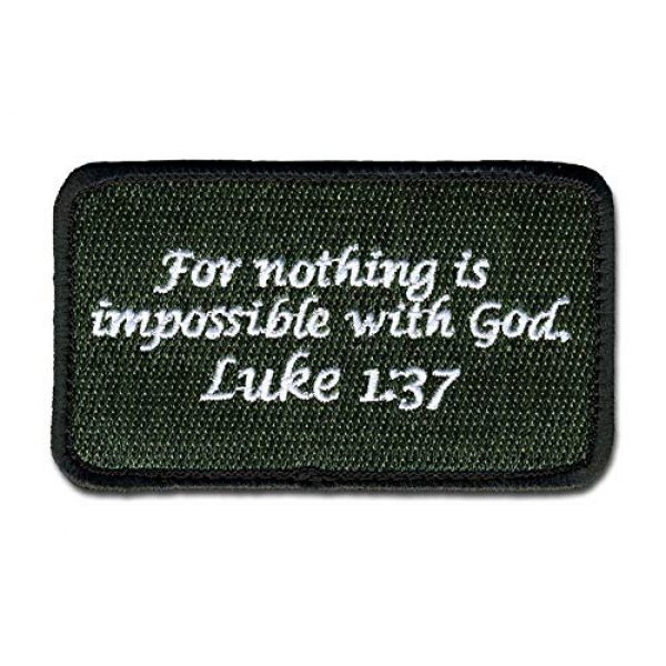 BASTION Airsoft Morale Patch 1 BASTION Morale Patches (Luke 1:37, Green) | 3D Embroidered Patches with Hook & Loop Fastener Backing | Well-Made Clean Stitching | Christian Patches Ideal for Tactical Bag, Hats & Vest