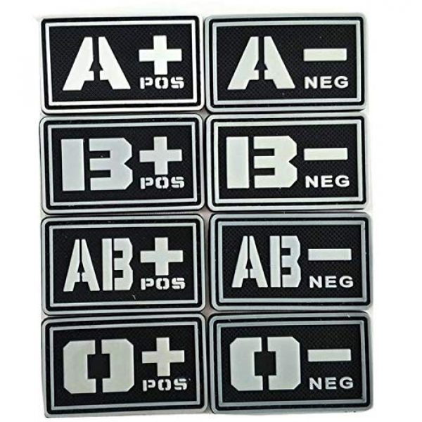 Tactical PVC Patch Airsoft Morale Patch 1 2pcs Noctilucous Positive/Negative Group Blood Type Morale Military Patch 3D PVC Rubber Tactical Rubber Hook Patch (A+)