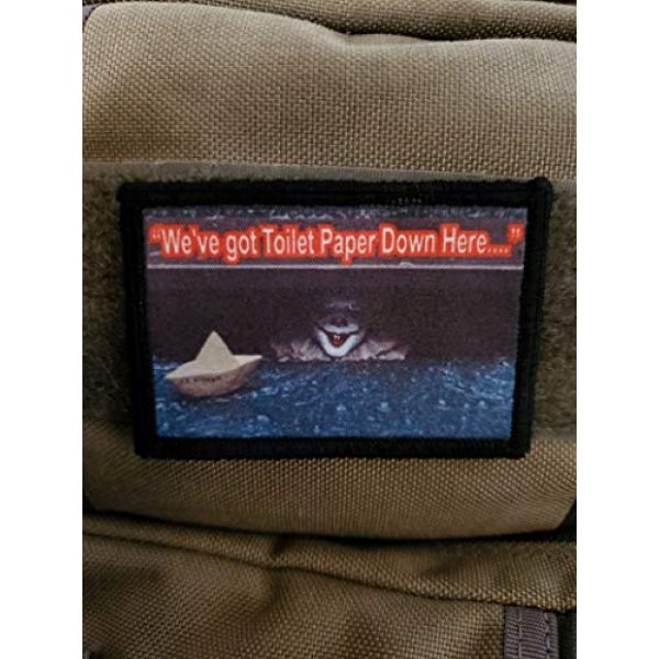 RedheadedTshirts Airsoft Morale Patch 2 CoronaVirus Pennywise It We Have Toilet Paper Down here Morale Patch. 2x3" Hook Patch. Redhaededtshirts Made in The USA