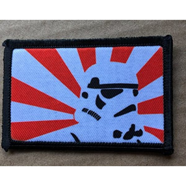 RedheadedTshirts Airsoft Morale Patch 2 Star Wars Rising Sun Stormtrooper Morale Patch. Perfect for your Tactical Military Army Gear, Backpack, Operator Baseball Cap, Plate Carrier or Vest. 2x3" Hook and Loop Patch. Made in the USA