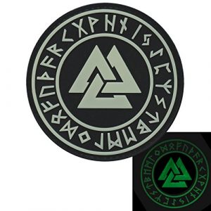 LEGEEON Airsoft Morale Patch 1 LEGEEON Glow Dark Valknut Norse Heathen Rune Odin Viking Runic Pagan Morale PVC Rubber Touch Fastener Patch