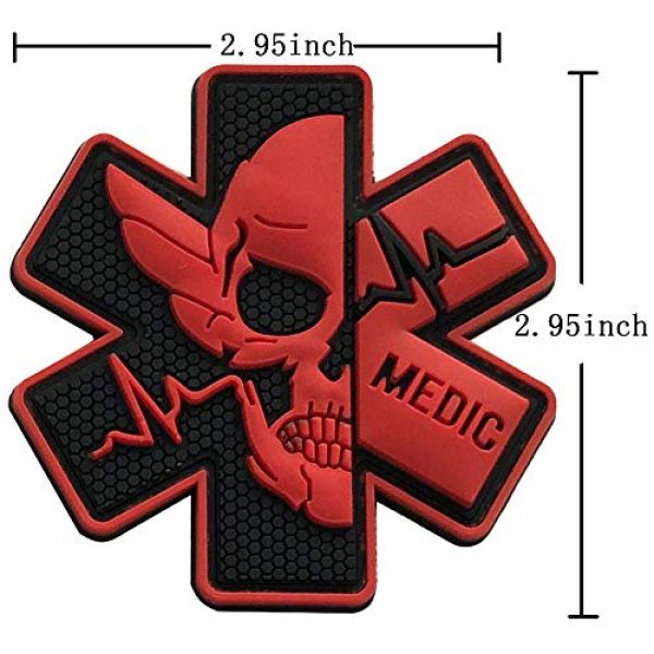 ODSP Airsoft Morale Patch 7 Medic Rubber 3D PVC Patch Medical Paramedic Tactical Morale Badge Patches Hook Fasteners Backing 2.95 x 2.95 Inch Bubble of 2 Pieces