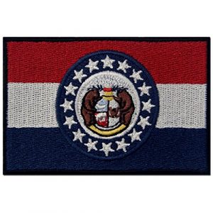 EmbTao Airsoft Morale Patch 1 Missouri State Flag Embroidered Emblem Iron On Sew On MO Patch