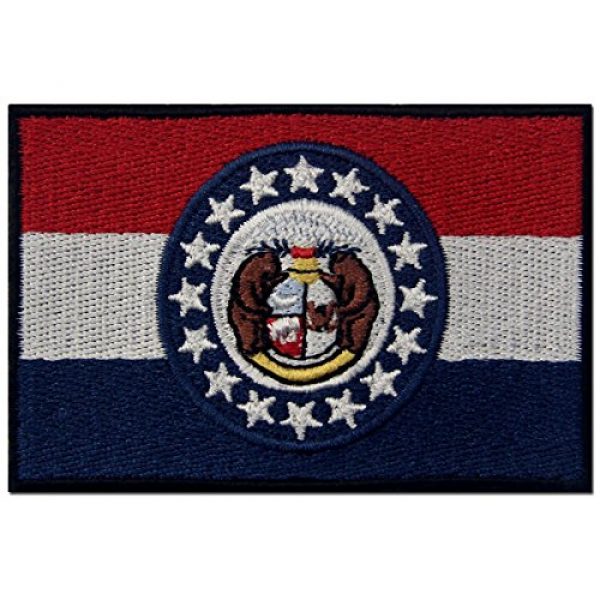 EmbTao Airsoft Morale Patch 1 Missouri State Flag Embroidered Emblem Iron On Sew On MO Patch