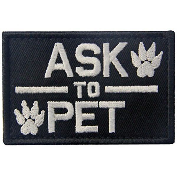 Rocking Planet Airsoft Morale Patch 1 Service Dog Ask to Pet Tactical Embroidered Morale Hook & Loop Patch - White