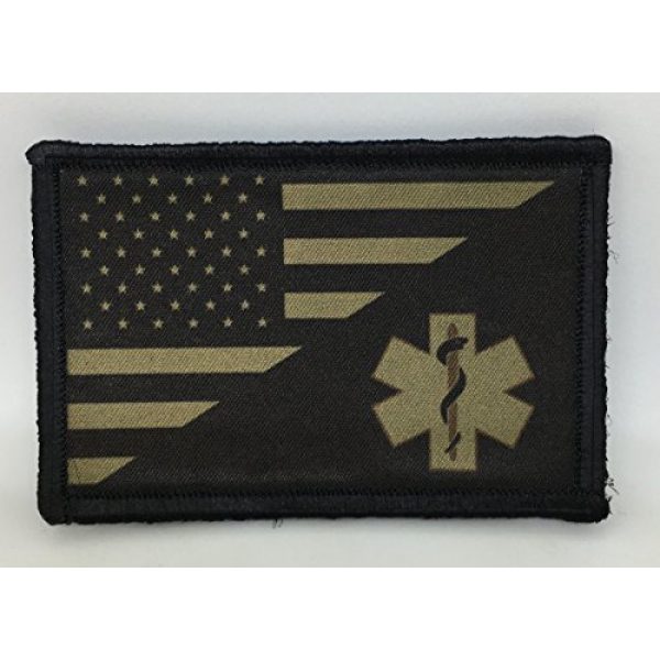 RedheadedTshirts Airsoft Morale Patch 1 Olive Drab USA Flag & Medic/EMT Morale Patch. 2x3" Hook and Loop Made in The USA