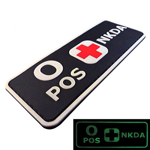 LEGEEON Airsoft Morale Patch 2 LEGEEON PVC Rubber 3D GITD Touch Fastener Patch Blood Type NKDA Glow in The Dark Combat Tactical GID