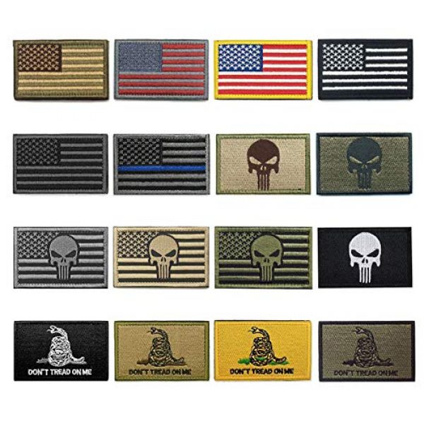 WZT Airsoft Morale Patch 1 WZT Bundle 16 Pieces American Flag Tactical Morale Military Patch Set