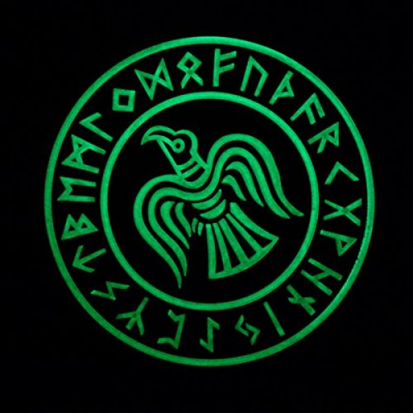 LEGEEON Airsoft Morale Patch 4 LEGEEON Glow Dark Rare Norse Viking Raven Runes Odin God of War Morale PVC Rubber 3D Hook&Loop Patch