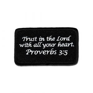 BASTION Airsoft Morale Patch 1 BASTION Morale Patches (Proverbs 3:5, BNW) | 3D Embroidered Patches with Hook & Loop Fastener Backing | Well-Made Clean Stitching | Christian Patches Ideal for Tactical Bag, Hats & Vest