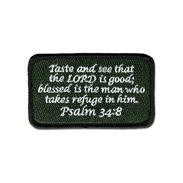 BASTION Airsoft Morale Patch 1 BASTION Morale Patches (Psalm 34:8, ODG) | 3D Embroidered Patches with Hook & Loop Fastener Backing | Well-Made Clean Stitching | Christian Patches Ideal for Tactical Bag, Hats & Vest