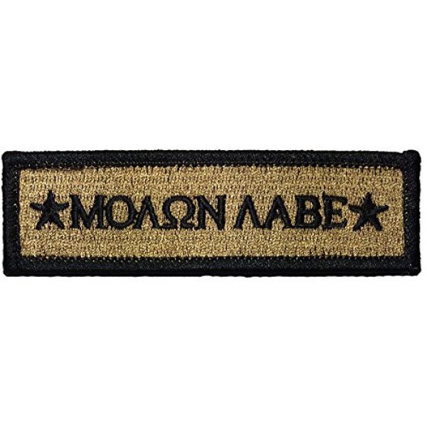Ranger Return Airsoft Morale Patch 1 Tactical Molon Labe Spartan Morale Tab Patch 1"x3 3/4" - Coyote Tan - by Ranger Return (RR-TACT-MOLN-LABE-0TAB-COYT)