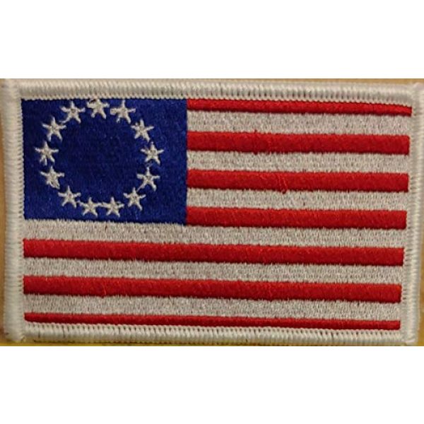 Fast Service Designs Airsoft Morale Patch 2 Betsy Ross with White Stars Flag Embroidered Patch with Hook & Loop Tactical Morale USA Patch White Border