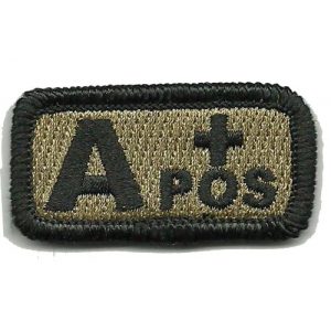 Gadsden and Culpeper Airsoft Morale Patch 1 Tactical Blood Type Patch"Type A Positive" 1"x2" - Coyote Tan