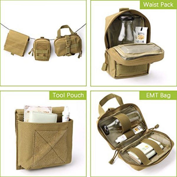 JASGOOD Tactical Pouch 7 JASGOOD Tactical Molle Pouches Multi-Purpose EDC Military Nylon Waist Pack Utility Bag Detachable Pouches for Dog Vest Harness