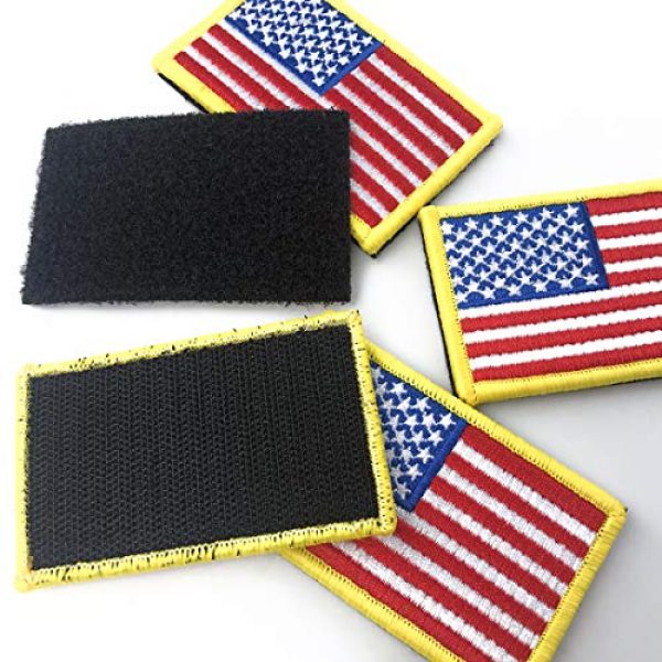 EtherealKiller Airsoft Morale Patch 6 American Flag Velcro Patches, 4pcs Gold Border US Flag Hook and Loop Emblems for Backpacks, Caps, Hats, Jackets, Pants