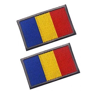 Tactical Embroidery Patch Airsoft Morale Patch 1 2pcs Romania Flag Embroidery Patch Military Tactical Morale Patch Badges Emblem Applique Hook Patches for Clothes Backpack Accessories