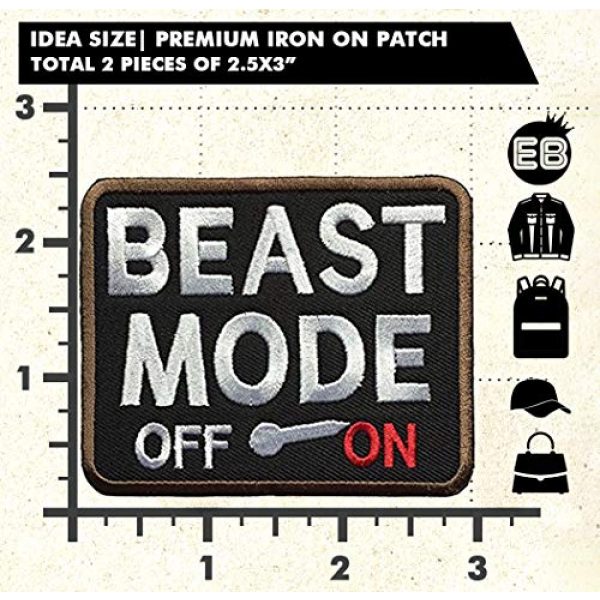 Ebateck Airsoft Morale Patch 2 Ebateck 2Pack Beast Mode Patch, 2.75-Inch-by-3.5-Inch, Tactical Patches for Backpacks with Hook Fastener
