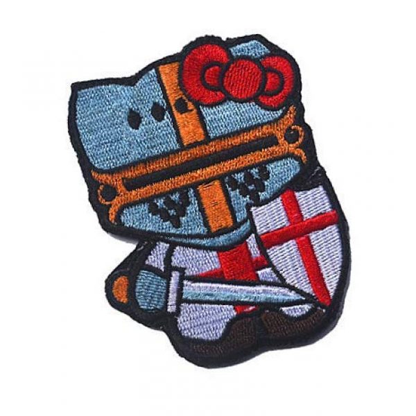 Embroidery Patch Airsoft Morale Patch 2 Hello Kitty Crusader Knight Military Hook Loop Tactics Morale Embroidered Patch
