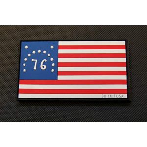 BritKitUSA Airsoft Morale Patch 1 BritKitUSA PVC Bennington Flag Spirit of '76 Morale Patch American Patriot 3% 1776 Hook