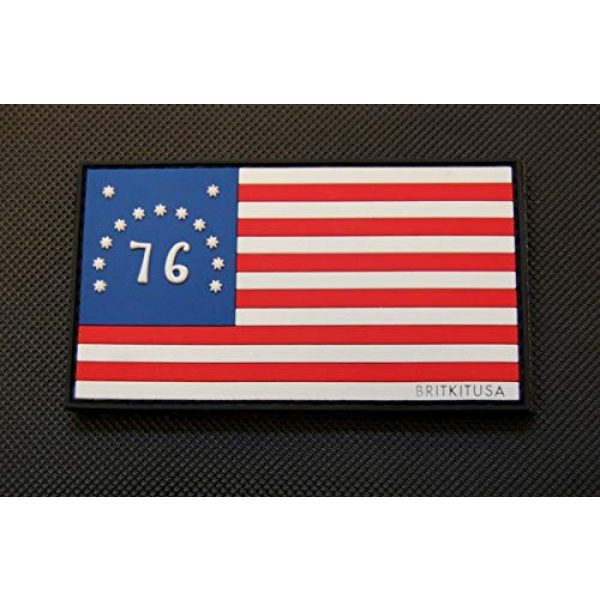 BritKitUSA Airsoft Morale Patch 1 BritKitUSA PVC Bennington Flag Spirit of '76 Morale Patch American Patriot 3% 1776 Hook