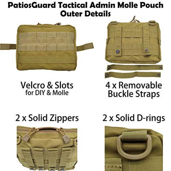 PatiosGuard Tactical Pouch 3 PatiosGuard Tactical Admin Molle Pouch, Utility Tool Bag Medical EDC EMT Attachment Case for Ourdoor Sports Hunting Hicking
