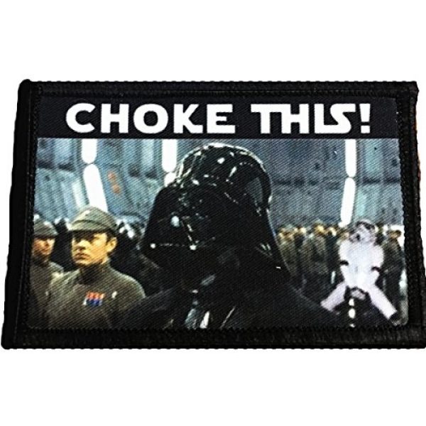 RedheadedTshirts Airsoft Morale Patch 1 Star Wars Stormtrooper "Choke This" Morale Patch. Perfect for your Tactical Military Army Gear, Backpack, Operator Baseball Cap, Plate Carrier or Vest. 2x3" Hook and Loop Patch. Made in the USA
