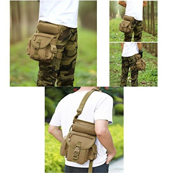 MAXTRA Tactical Pouch 7 Military Tactical Drop Leg Bag Tool Fanny Thigh Pack Leg Rig Utility Pouch Paintball Airsoft Motorcycle Riding Thermite Versipack, Tan