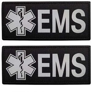 ODSP Airsoft Morale Patch 1 8.66 x 2.95 Inch Large Reflective EMS EMT Star of Life Patch - IR Infrared Medical Patches Tactical Military Morale Emblem Badages with Hook and Loop Fastener Backing, Bubble of 2 Pieces