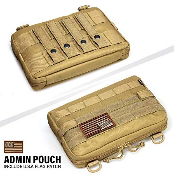 WYNEX Tactical Pouch 5 WYNEX Tactical Molle Admin Pouch, Upgrade Material Semi-Hidden Zipper & 1000D Tough Nylon EDC Utility Pouches Tools Bag EMT Utility Map Pocket, IFAK Pack Include U.S.A Flag Patch