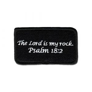 BASTION Airsoft Morale Patch 1 BASTION Morale Patches (Psalm 18:2, BNW) | 3D Embroidered Patches with Hook & Loop Fastener Backing | Well-Made Clean Stitching | Christian Patches Ideal for Tactical Bag, Hats & Vest