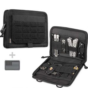 WYNEX Tactical Pouch 1 WYNEX Tactical Folding Admin Pouch, Molle Tool Bag of Laser-Cut Design, Utility Organizer EDC Medical Bag Modular Pouches Tactical Attachment Waist Pouch Include U.S Patch