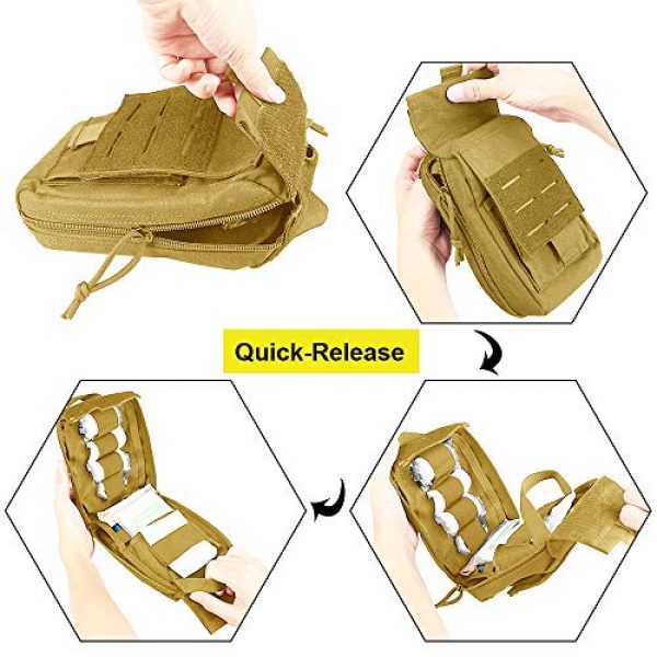 AMYIPO Tactical Pouch 5 AMYIPO Molle EMT Pouch First Aid Kit Pouch Rip-Away Emergency Survival Kit Tactical MOLLE Medical Utility Quick Release Design Bag