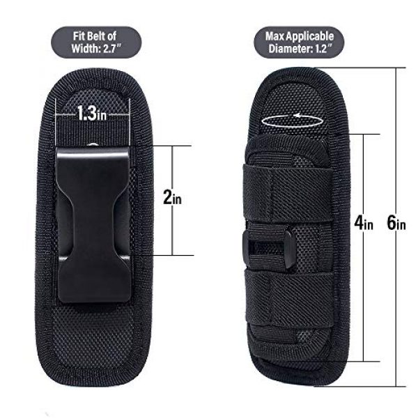 LIVANS Tactical Pouch 4 LIVANS Tactical Flashlight Pouch Holster, Rotatable Flashlight Holder Belt Clip Tactical Torch Carry Case with 360 Degree Carabiner Reel Clip
