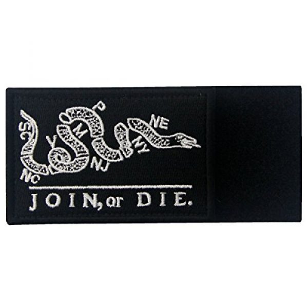 EmbTao Airsoft Morale Patch 5 Join Or Die Tactical Embroidered Morale Applique Fastener Hook&Loop Patch - Black