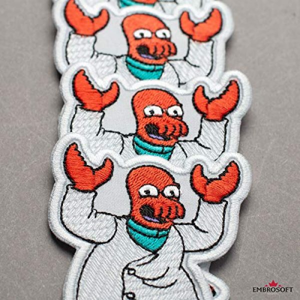 Embrosoft Airsoft Morale Patch 7 Futurama Doctor John Zoidberg Cartoon Comics Embroidered Patch Iron On (2.4" x 3.7")