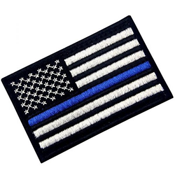 EmbTao Airsoft Morale Patch 3 Tactical Embroidered Thin Blue Line USA Flag Fastener Hook & Loop Patch