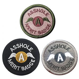 Homiego Airsoft Morale Patch 1 Homiego Bundle 3 Pieces Set Asshole Merit Badge Morale Patches - Military Tactical Morale Funny Patch