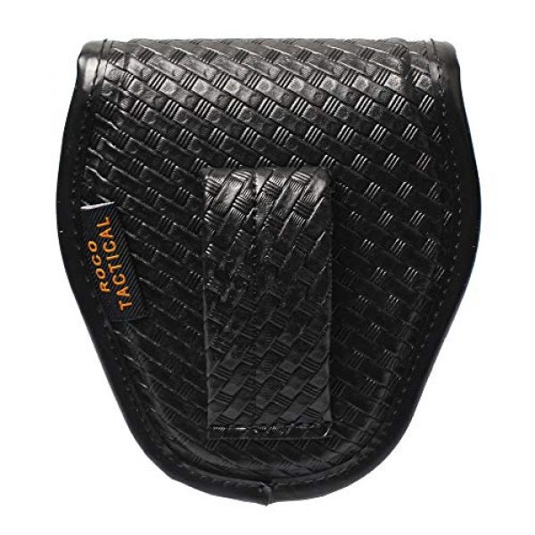 ROCOTACTICAL Tactical Pouch 2 ROCOTACTICAL Basketweave Single Handcuff Case, Hidden Snap Handcuff Holder Pouch, Molded Single Cuff Case