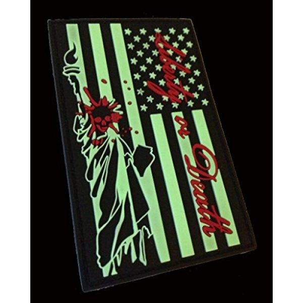 Empire Tactical USA Airsoft Morale Patch 2 3.5x2 Inch Glow in the Dark Liberty or Death PVC Morale Patch Molon Labe 2nd Amendment We Will Not Comply, We Will Not Be Disarmed