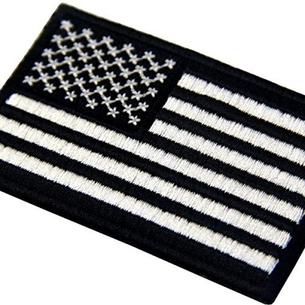 EmbTao Airsoft Morale Patch 5 EmbTao Glow in Dark Tactical Embroidered USA Flag Iron On Sew On Patch - Black & White