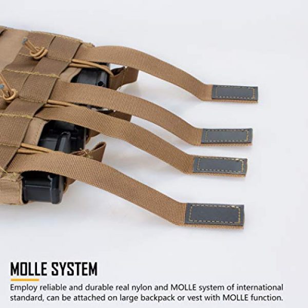 IDOGEAR Tactical Pouch 5 IDOGEAR Triple Mag Pouch Open-Top Triple Kangaroo Magazine Pouch and Pistol Mag Pouch 500D Nylon Airsoft Hunting Military Gear