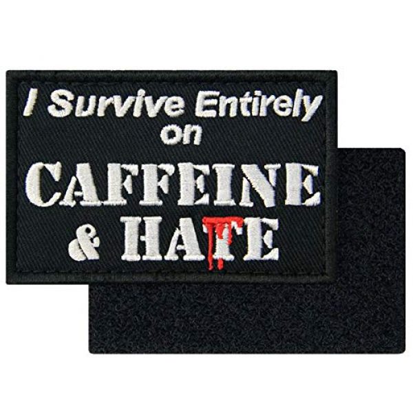 Rocking Planet Airsoft Morale Patch 3 I Survive Entirely On Caffeine & Hate Patch Embroidered Military Morale Applique Fastener Hook & Loop Emblem