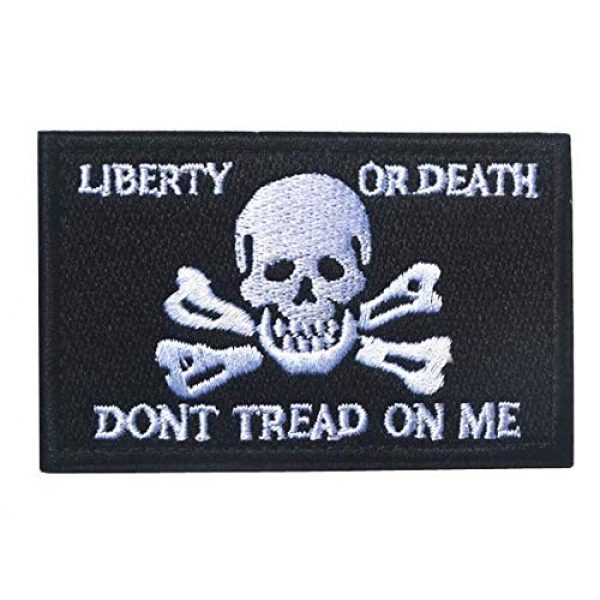 Tactical Embroidery Patch Airsoft Morale Patch 1 Pirate Skull & Crossbones Flag Jolly Roger Liberty or Death Tactical Tactical Embroidery Patch Hook & Loop Morale Patch Military Patch for Clothing Accessory Backpack Armband (color1)