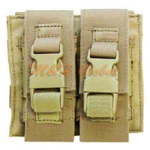 MH GLOBAL Tactical Pouch 1 MOLLE Tactical Double Flash Bang Pouch - TAN