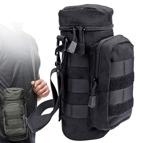 JASLITE Tactical Pouch 1 JASLITE Water Bottle Pouch, Upgraded 1000D Nylon Tactical Military MOLLE H2O Pouch Bottle Holder Hydration Carrier,Detachable Shoulder Strap for Backpack Camping Travel Outdoor Activities