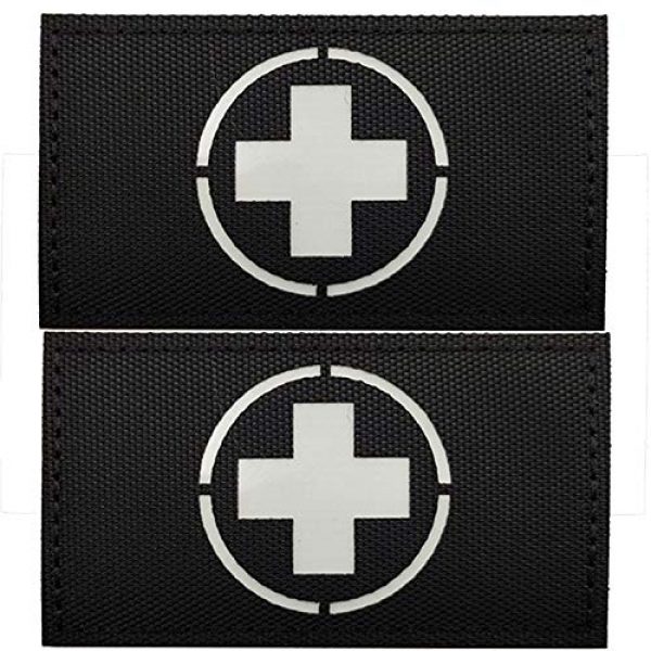 ODSP Airsoft Morale Patch 1 Glow in Dark Medic Cross First Aid Patches, EMS EMT MED Medical Rescue Tactica Military Morale Combat Armband Badges with Hook and Loop Fastener Backing, 3.54 x 1.97 Inch, 2 Pieces
