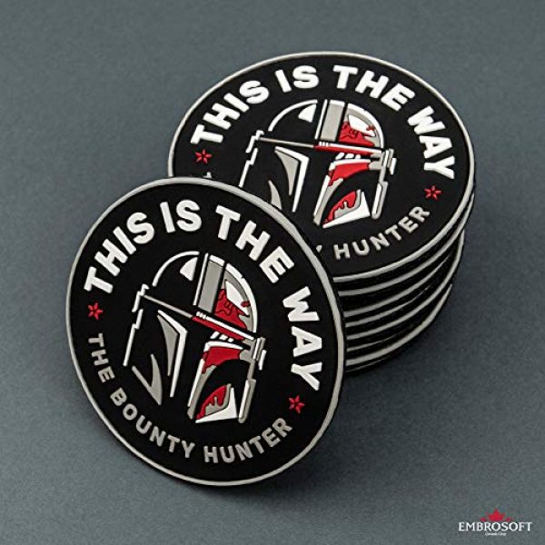 Embrosoft Airsoft Morale Patch 5 Bounty Hunter PVC Patch - This is The Way Mandalorian - Star Wars TV Series Morale Emblem - Hook/Loop Backing - Size: 3.5 x 3.5 inches