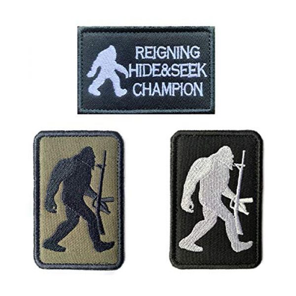Antrix Airsoft Morale Patch 1 Antrix 3 Pieces Bigfoot Big Foot Reigning Hide and Seek Champion Tactical Military Morale Patch for Caps,Bags,Backpacks,Clothes,Vest,Military Uniforms,Tactical Gears Etc.