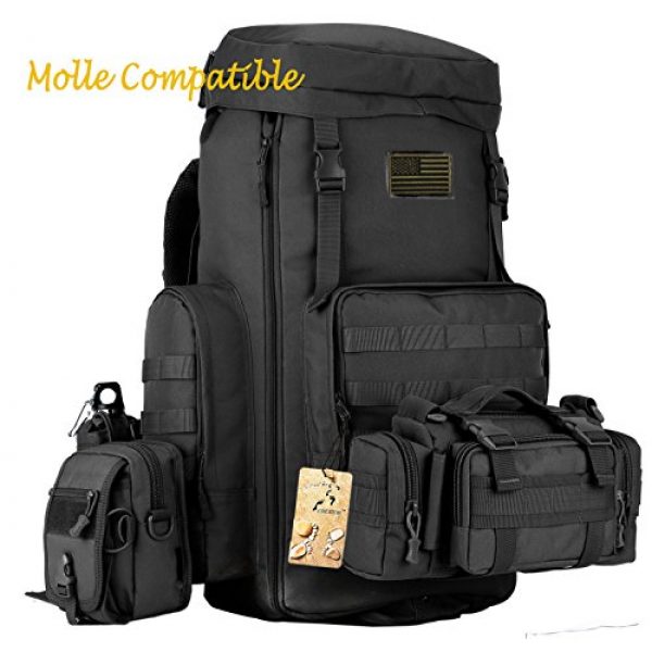 CREATOR Tactical Pouch 6 CREATOR 70-85L Large Capacity Tactical Travel Backpack MOLLE Hiking Rucksack Outdoor Travel Bag for Travelling Trekking Camping Hiking Hunting & Sports Events